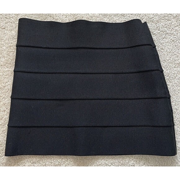 Pleasure Doing Business Black Skirt 5 Band Bondage Bodycon Sz M Short Stretch - Picture 1 of 6